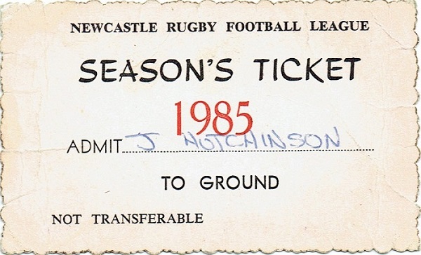 Jack Hutchinson Season Ticket 1985.