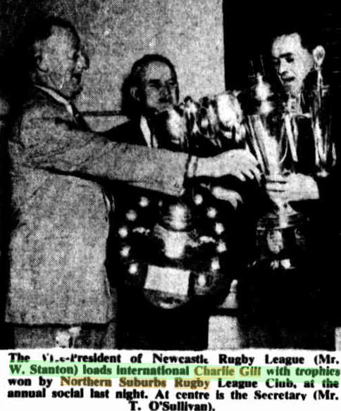 Charlie Gill presented with Trophies 19th September 1953.