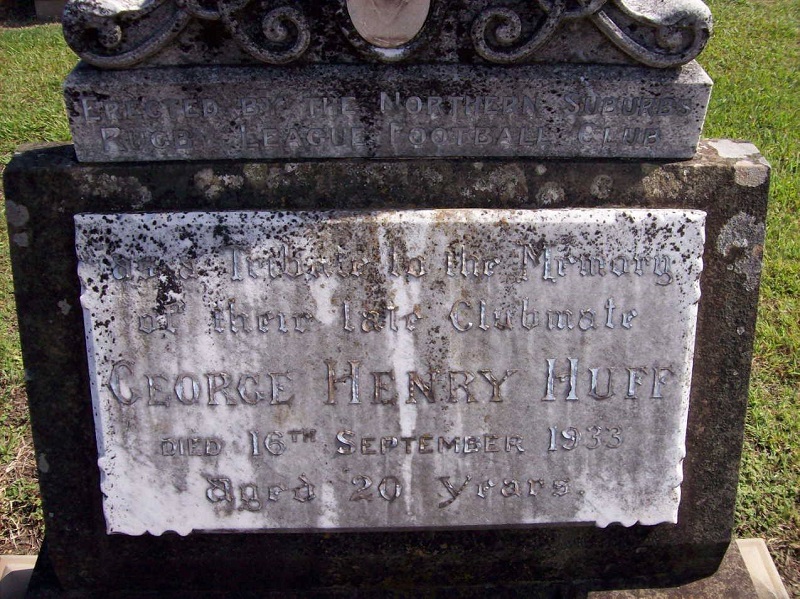George Huff's Headstone at Sandgate.