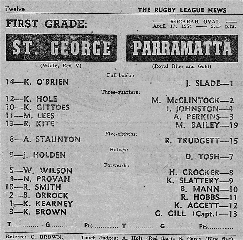 Slade,Perkins,,Bailey and Gill at Paramatta 1954