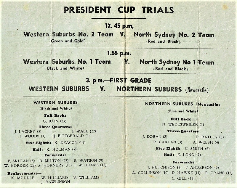 Western Suburbs Magpies vs Northern Suburbs 1950.