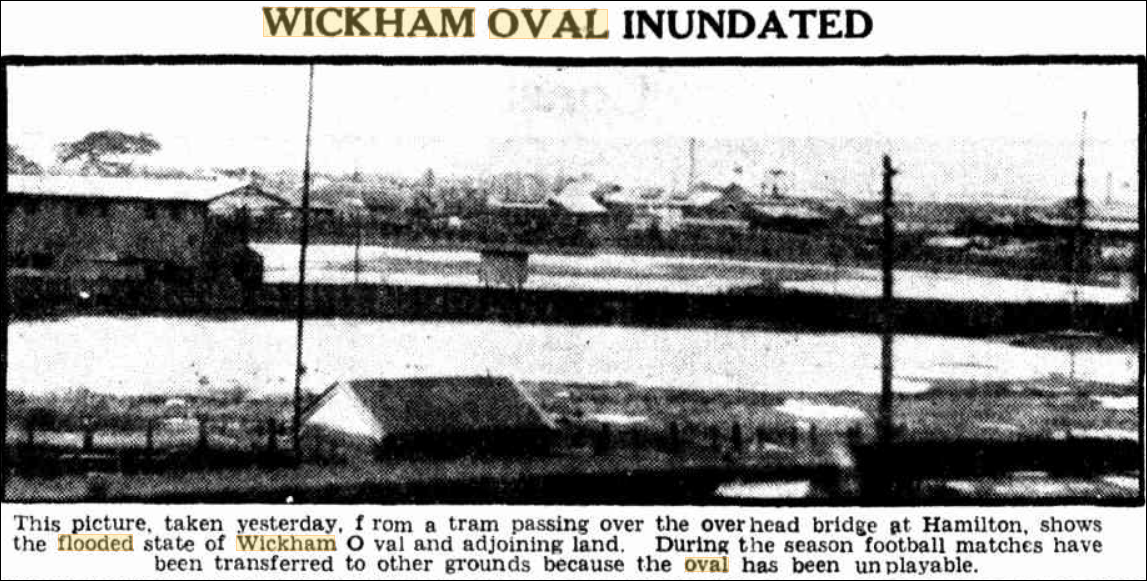 Wickham Oval underwater 1945.