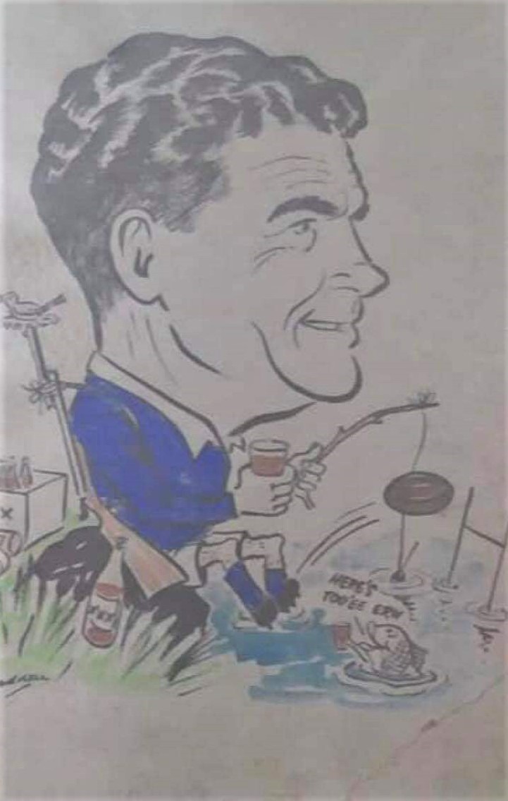 Caricature of Ernie Eyre circa 1959.