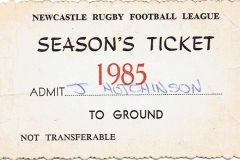 Jack Hutchinson Season Ticket 1985.