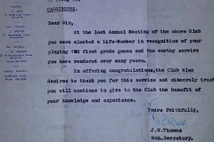 Charlie Smith Life Membership 1959.