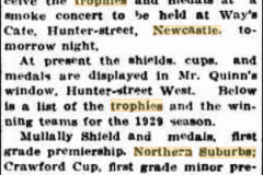 Football Trophies presented 1929.