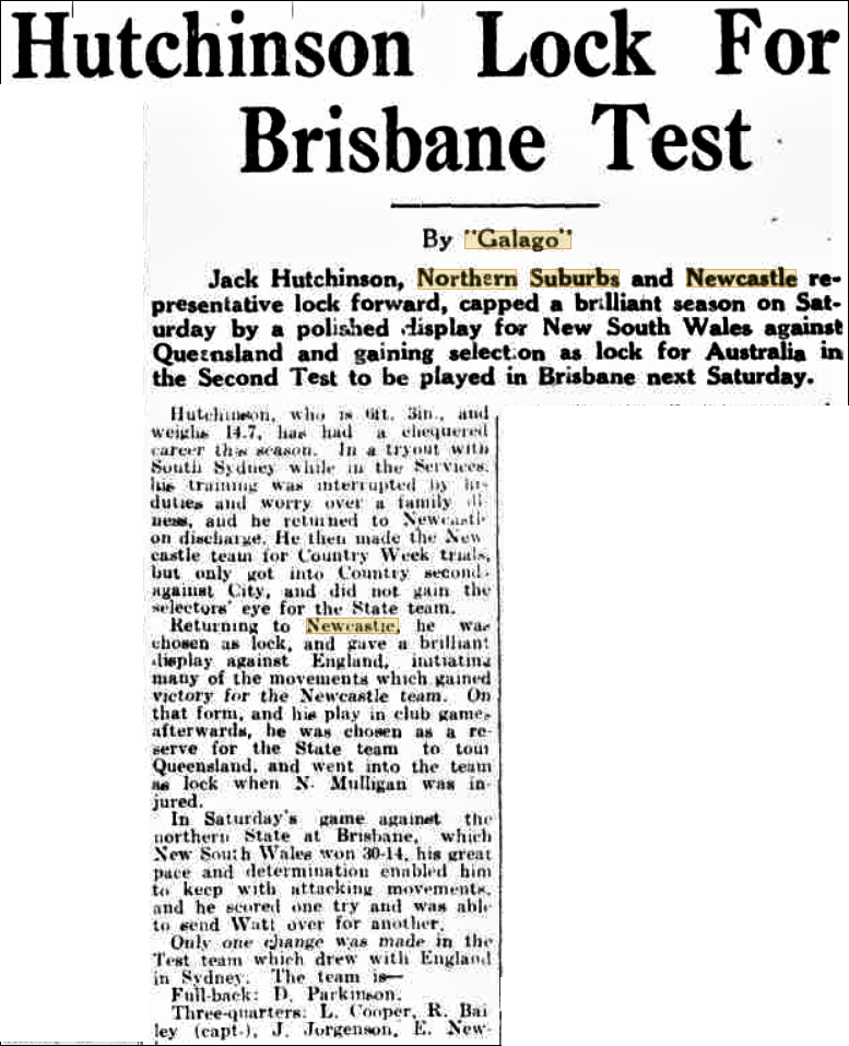 Jack Hutchinson 1st July 1946.