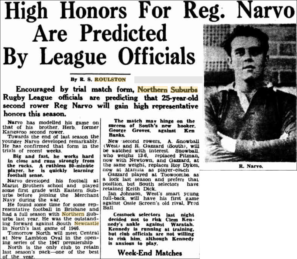 Reg Narvo 1947