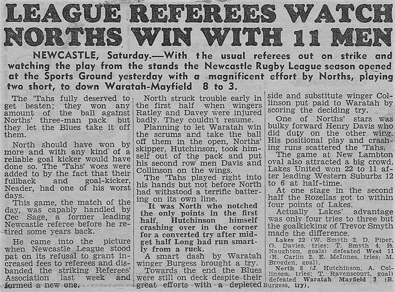 Northern Suburbs win with 11 men 1949.