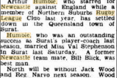 Arthur Humble leaves North's 1947.