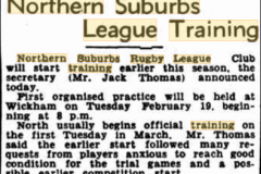 Northern Suburbs Training 15th February 1946