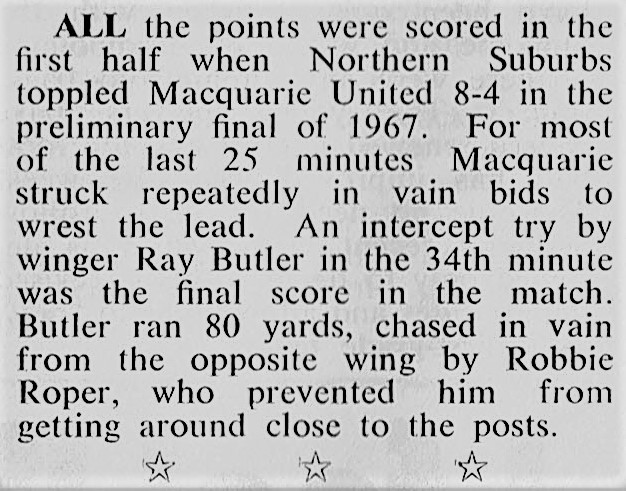 Northern Suburbs vs Macquarie Prelim Final 1967.