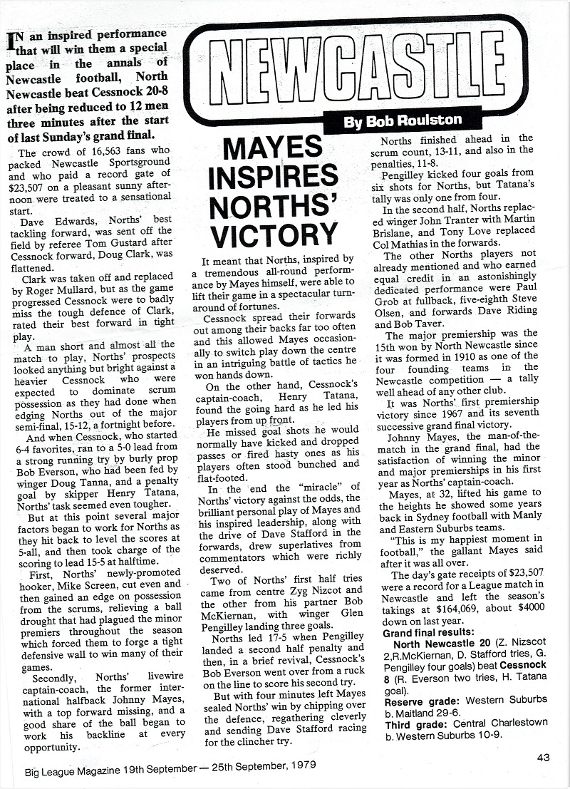 Big League article on the 1979 Grand Final.