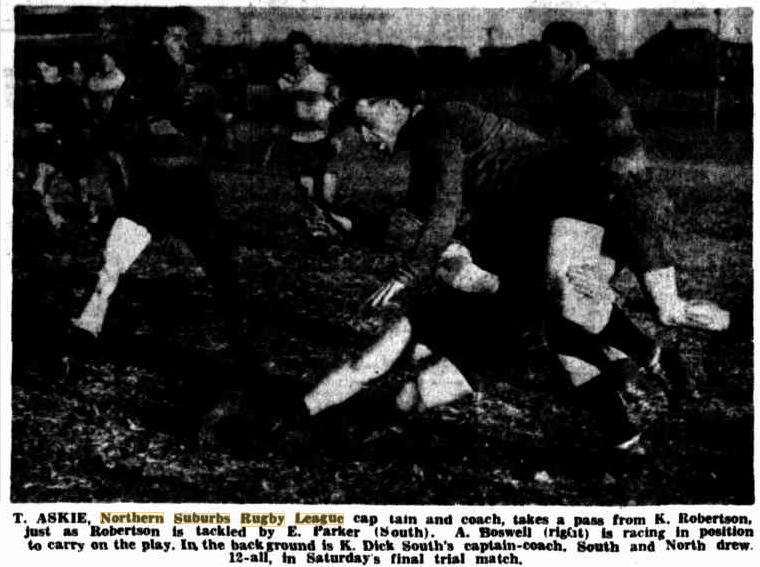 Northern Suburbs vs South Newcastle 1944.