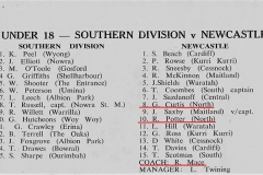 Southern Division vs Newcastle Under 18's 19th April 1970