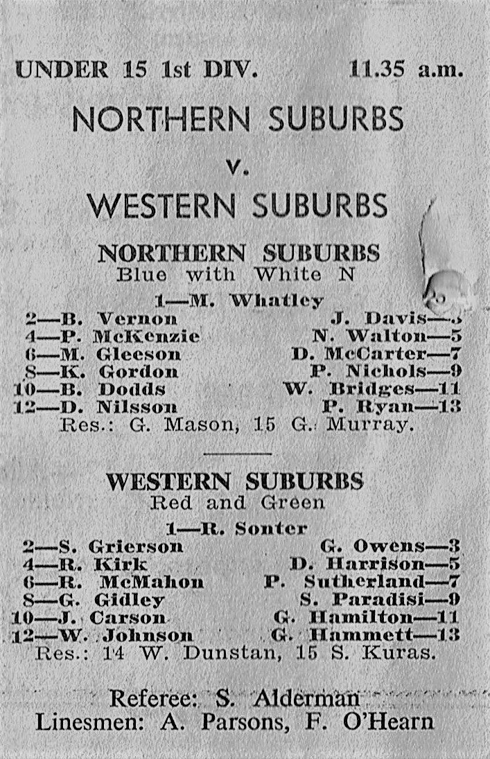 Norths vs Wests Under 15's 1971.