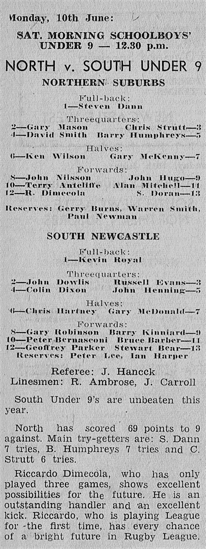 Norths vs Souths Under 9's - Cahill Oval Mon 1 1963