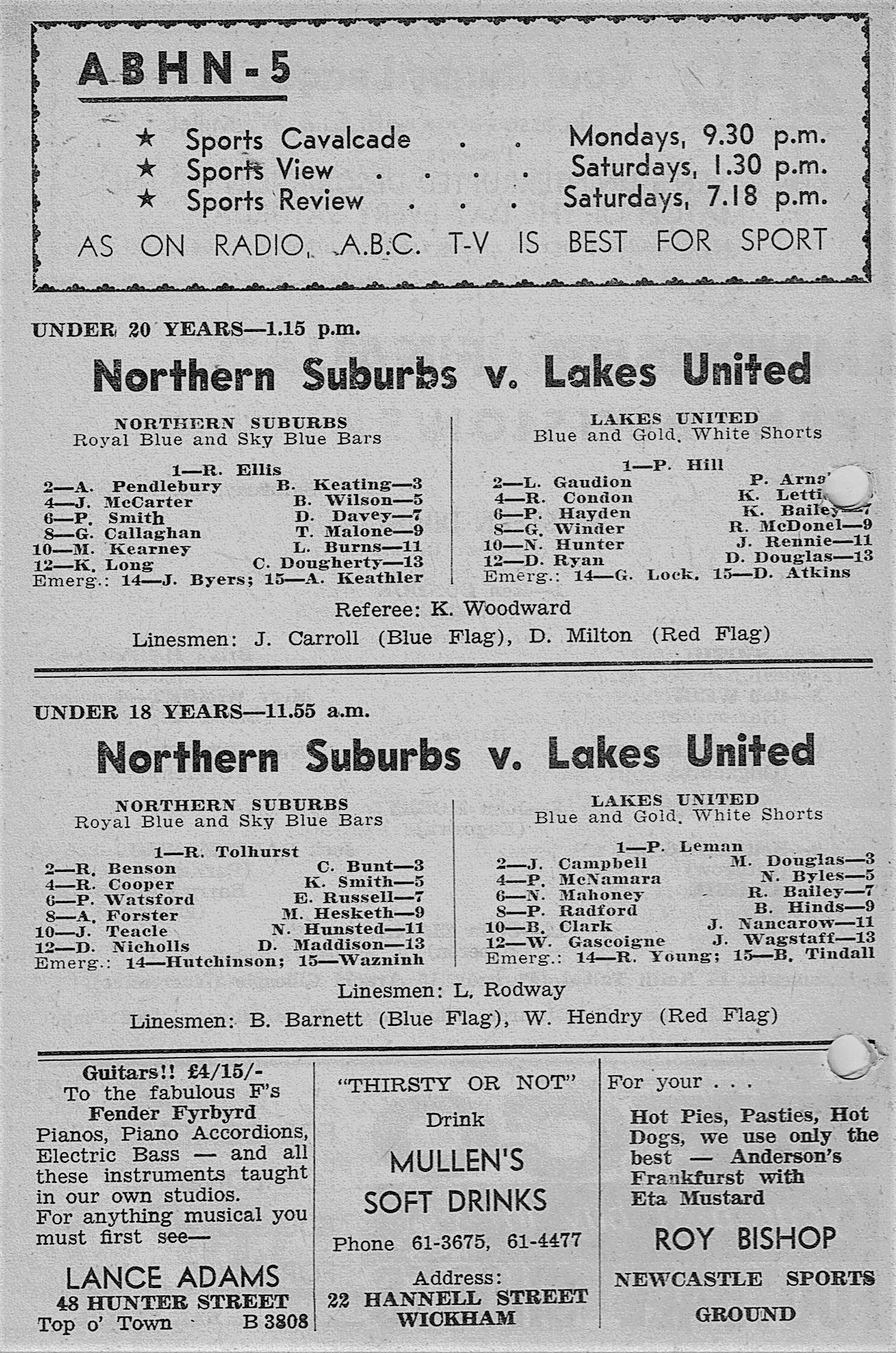 Norths vs Lakes Under 20's,18's 1964.