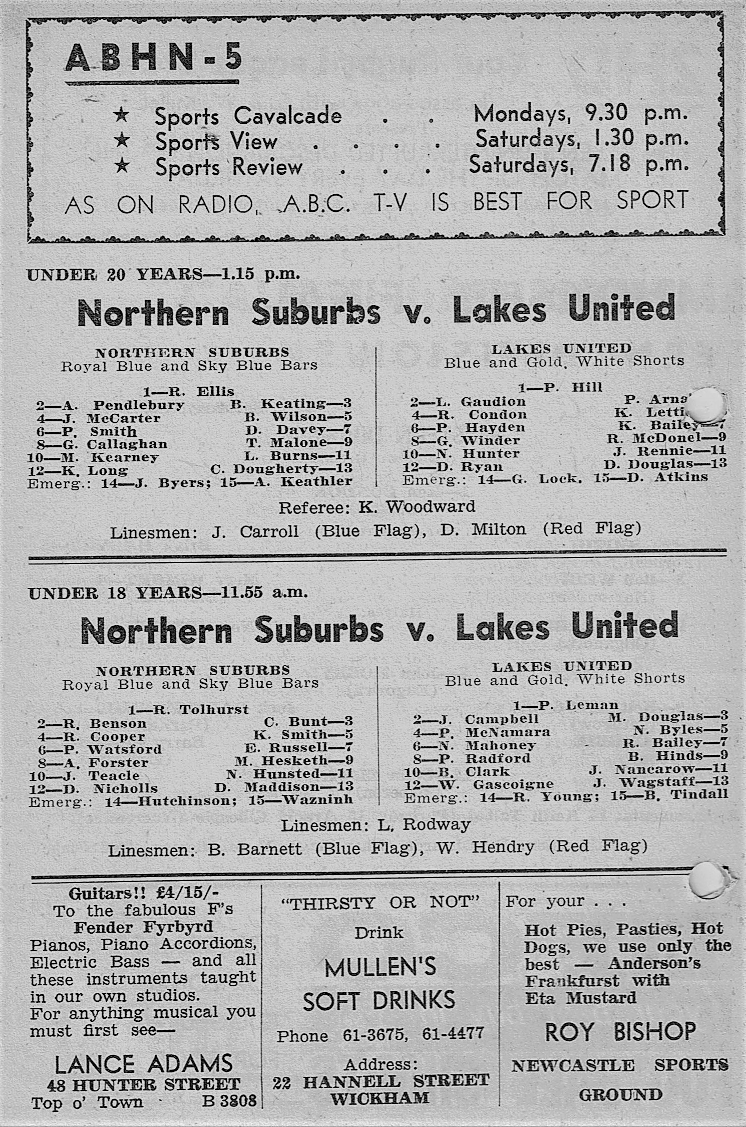 Norths vs Lakes Under 20's,18's 1964.