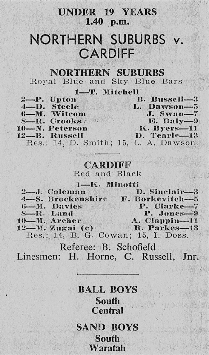 North's vs Cardiff Under 19's, Saturday 19th April 1969.