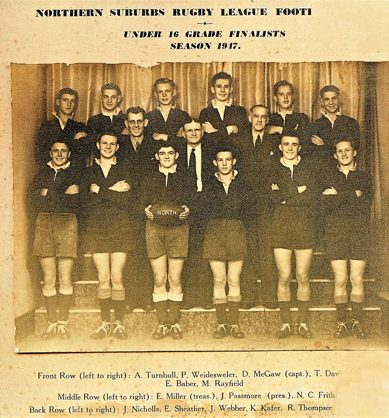 Northern Suburbs Under 16's Grand Finalist 1947.