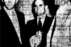 Charlie Gill presents trophy to John Slade 1951.