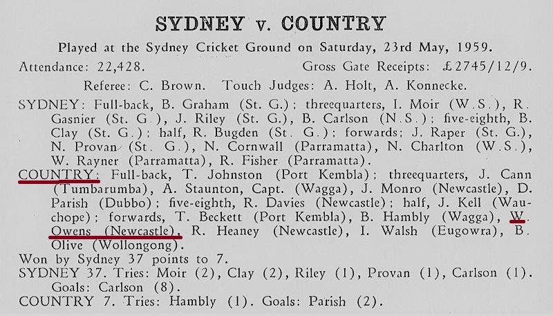Bill Owen Country Firsts 1959.