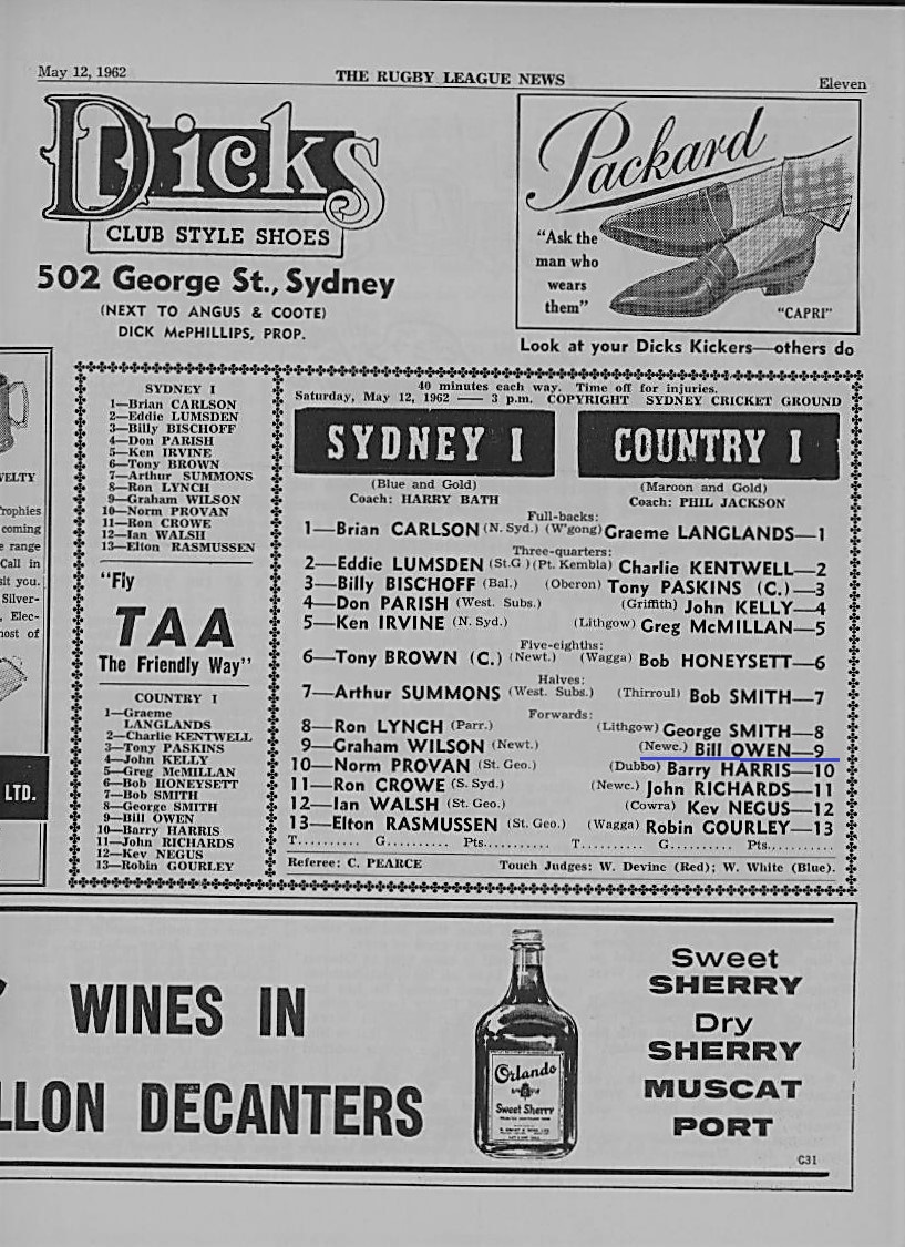 Bill Owen Country 1sts's 1962.