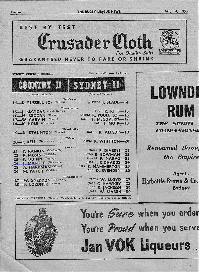 John Kell and Jack Mantle NSW Country Seconds 1955.