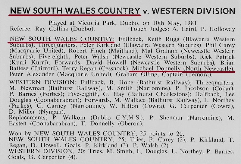 NSW Combined Country vs Western Division 1981