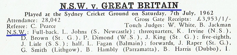 Bill Owen NSW vs Great Britain 1962 (1)