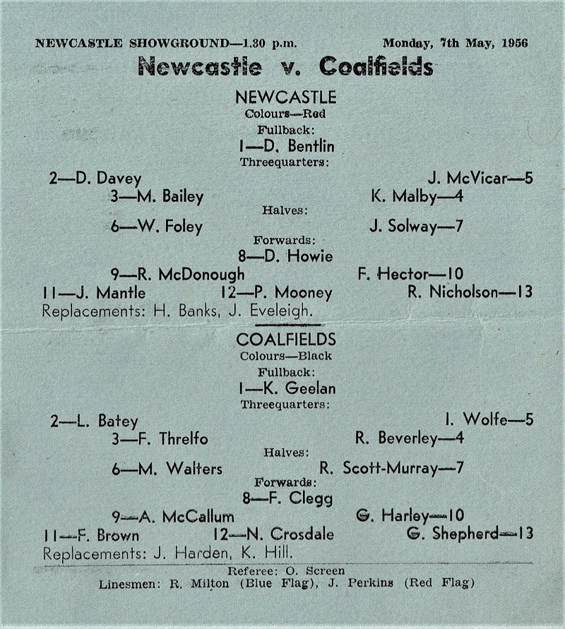 Newcastle vs Coalfields 1956.