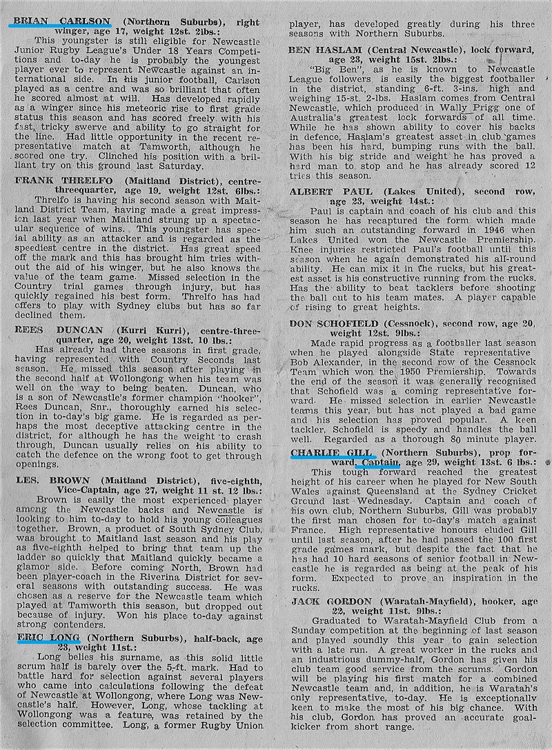 Newcastle vs France 26th May 1951.