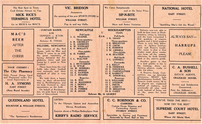 Newcastle vs Rockhampton 1948.