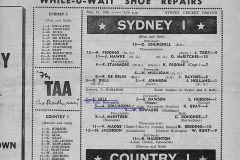Sydney 1st's vs Country 1st's 1950.