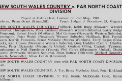 NSW Combined Country vs Far North Coast 1981.