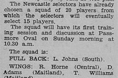Newcastle Squad for England game 1962
