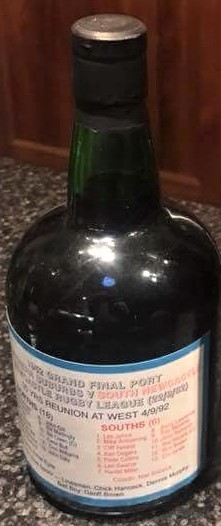Bottle of Port commemorating the 1962 Grand Final.