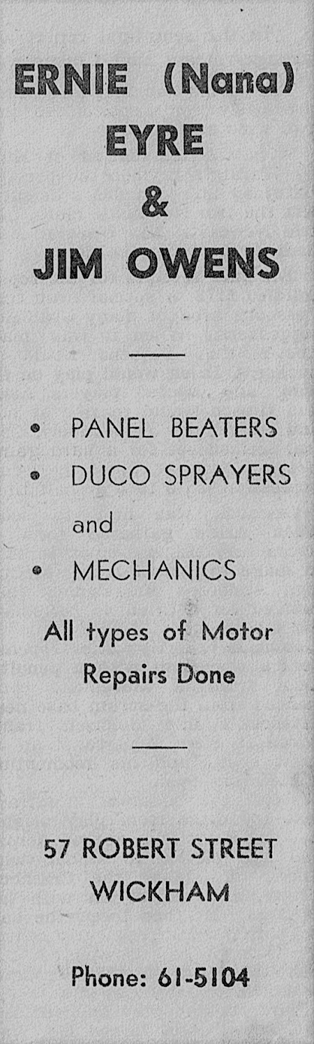 Ernie Eyre Panel Beaters 1962.