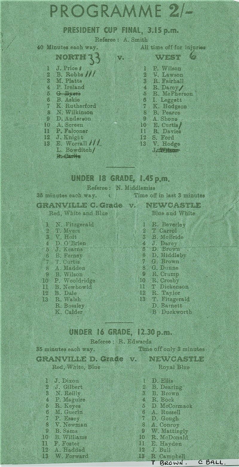 Presidents Cup Final - North vs West 1958