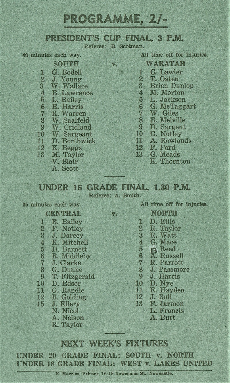 Under 16's GF - Central vs Norths 1957