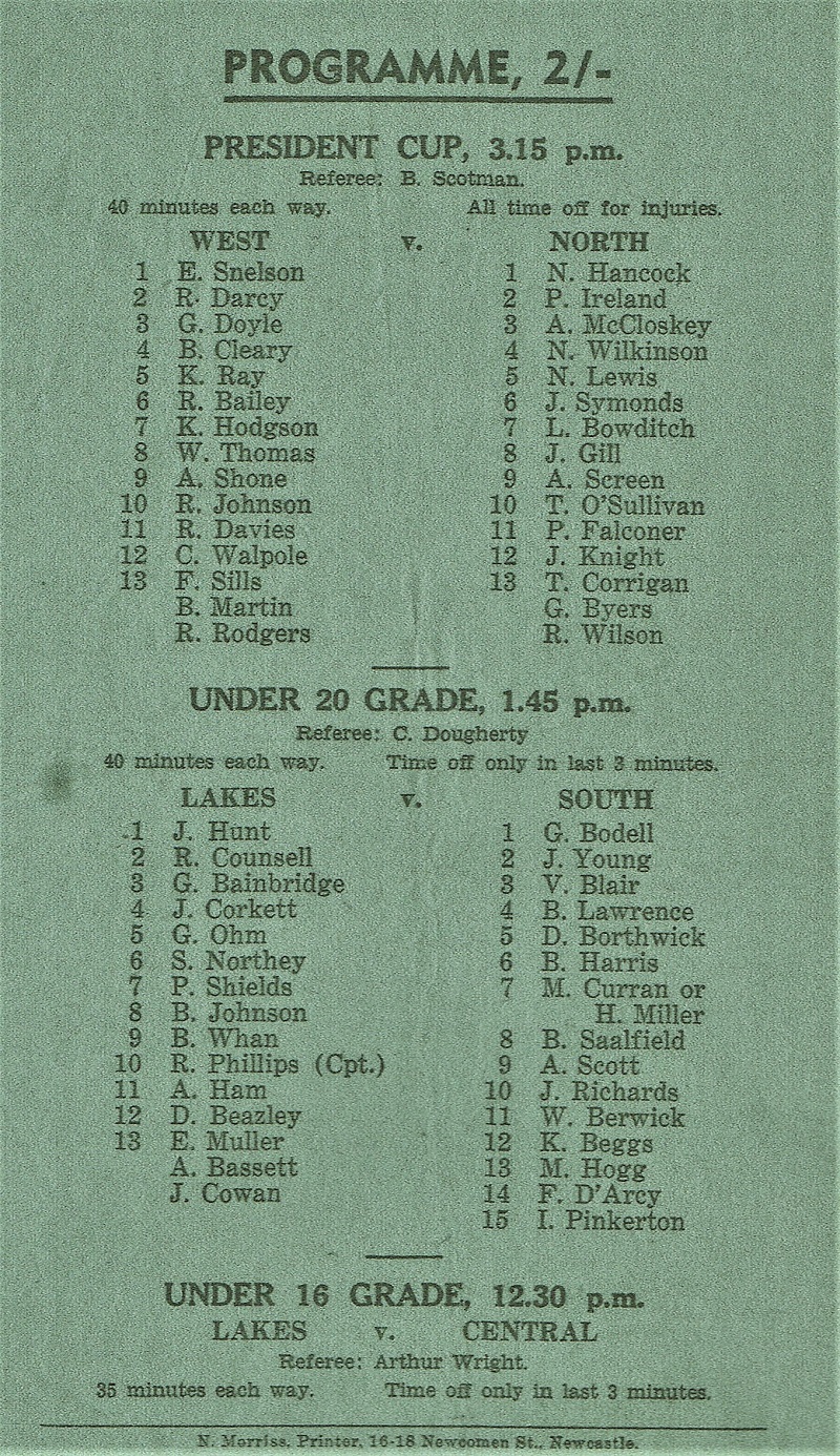West's vs North's Presidents Cup 1957.