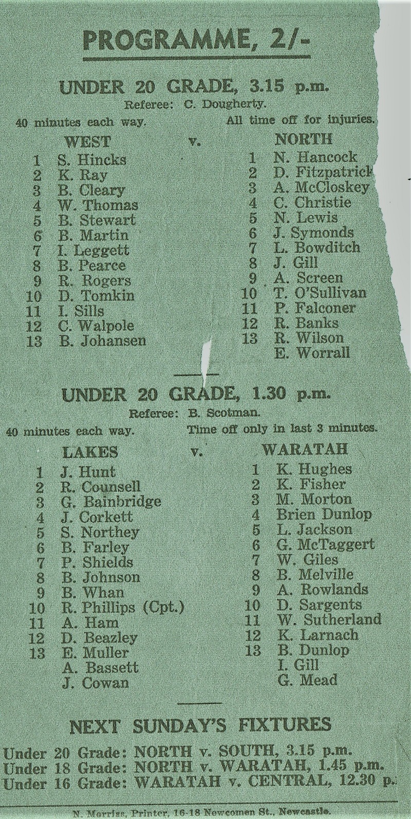 Western Suburbs vs Northern Suburbs Under 20's 1957
