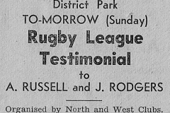Alan Russell Testimonial Sunday 28th May 1950.