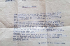 Players Notice to Harold Grace re training obligations.