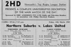 Northern Suburbs vs Lakes Unite Trial Match 1968.